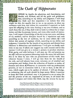Hippokrates Drucke: Hippokratischer Eid, 1938