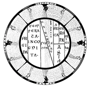 Medieval World Map Drucke: Macrobius T and O Medieval World Map