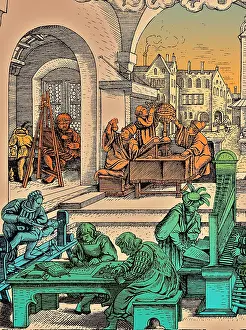 Woodcut Art History Drucke: Mathematics, Professions & Sciences, 1530