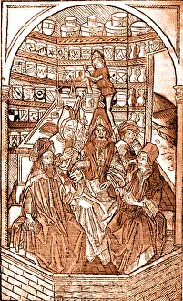 Gerahmter Druck : Mittelalterliche Apotheke Gerahmter Druck : Mittelalterliche Apotheke