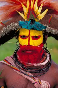 Papua New Guinea Culture Drucke: A Huli Man