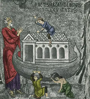 Ancient Christian Art Drucke: Noah Building The Ark