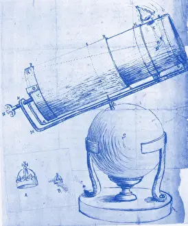 Astronomy History Drucke: reflecting telescope