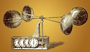 Gerahmter Druck : Robinsons Anemometer, 1846 Gerahmter Druck : Robinsons Anemometer, 1846