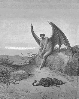 Paradise Lost Artwork Drucke: Satan Finding Serpent, by Dore