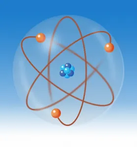 Gerahmter Druck : Atommodell, Illustration Gerahmter Druck : Atommodell, Illustration