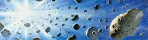 Gerahmter Druck : Explosion. Protoplaneten um Vega. Kunstwerk von unzähligen felsigen Körpern Gerahmter Druck : Explosion. Protoplaneten um Vega. Kunstwerk von unzähligen felsigen Körpern