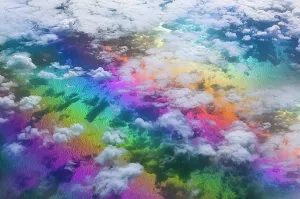 Gerahmter Druck : Verstreute Wolken über dem Ozean. Gerahmter Druck : Verstreute Wolken über dem Ozean.