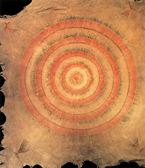 Native American Artwork Drucke: Sioux Painted Buffalo Hide