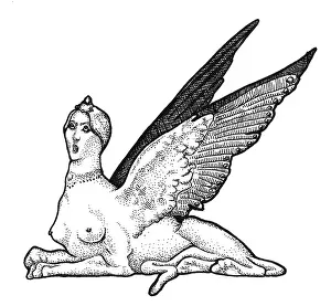 Ancient Greece Artwork Drucke: Sphinx, Legendary Creature