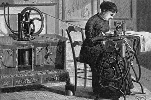 Industrial Revolution Machinery Drucke: Steam Powered Sewing Machine
