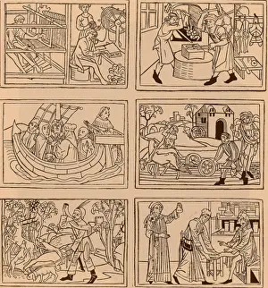 Antique Medical Illustrations Drucke: Trades, 1475