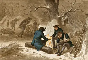American Revolutionary War Art Drucke: Troops at Valley Forge, 1777-78
