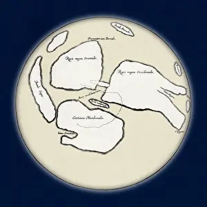 Historical Astronomy Maps Drucke: William Gilbert, Moon Map, 1603